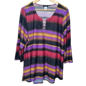 🩷 Cocomo Women 3X Halloween Colors Witchy 3 rings Front accent Sparkling Striped